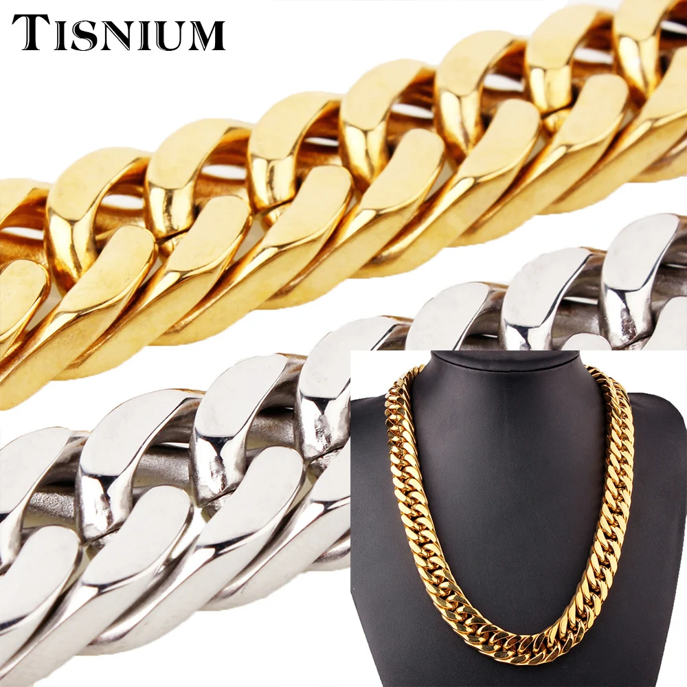 Ожерелье из нержавеющей стали с кубинской цепью 17 мм|Цепочки| |