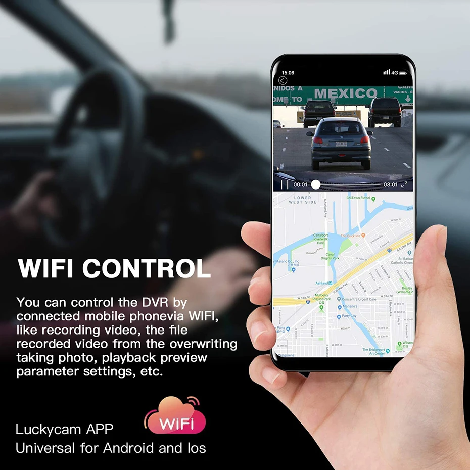 Автомобильный видеорегистратор 2 4 дюйма 4K GPS Wi-Fi камера для приборной панели
