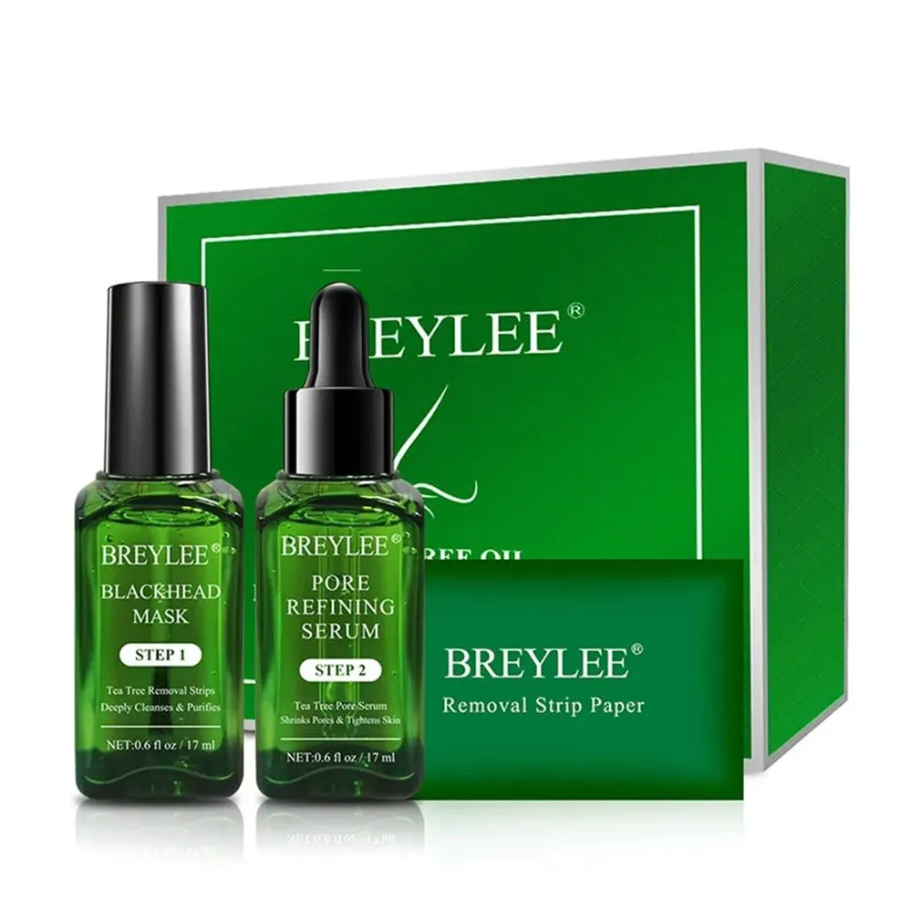 

2pcs Blackhead Face Mask Tea Tree Serum Pore Shrinking Essence Black Peel Oil Control Skin Care Serum