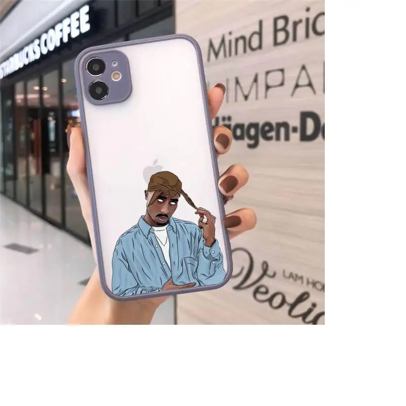 

2Pac famous Rapper pattern luxury design Phone Case matte transparent For iphone 7 8 11 12 plus mini x xs xr pro max cover