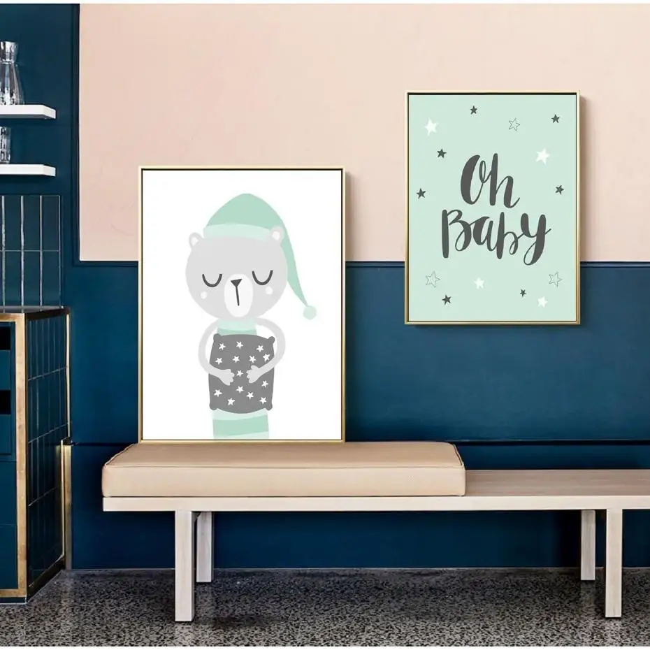 58 зеленых лесных животных декор для детской комнаты минималистичные плакаты