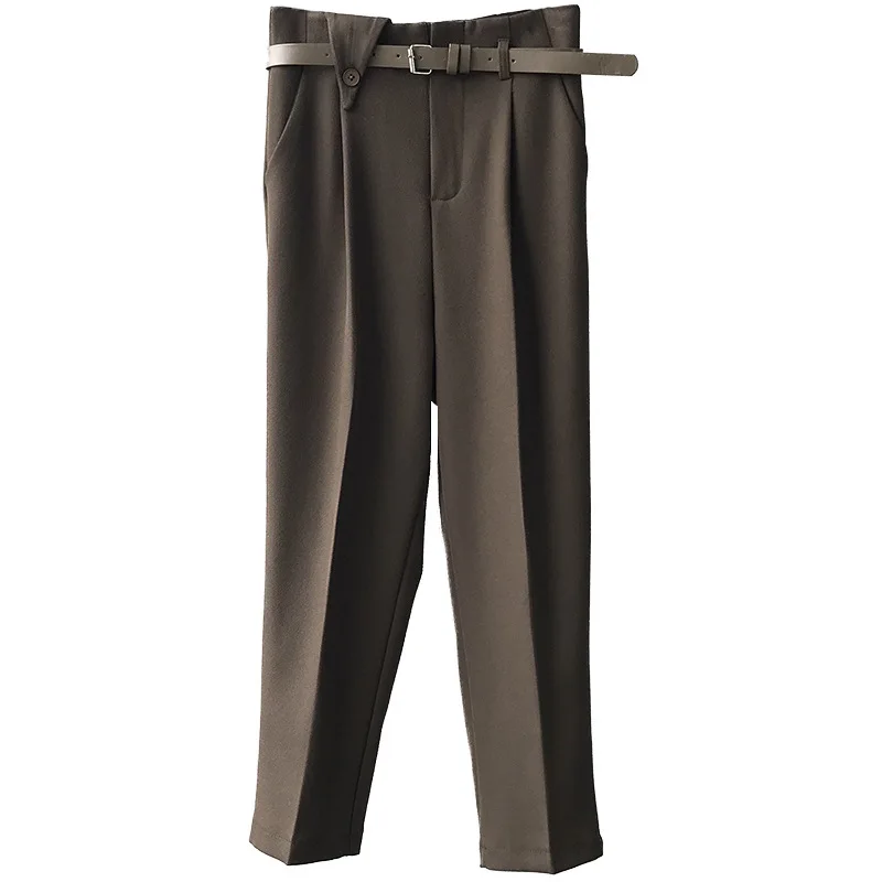 

2020 new suit pants women fashion style simple temperament casual pants high waist slim straight nine-point pants