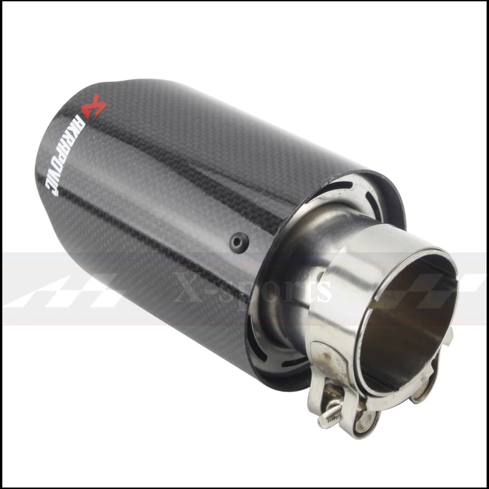 Akrapovic плотная переплетенная Глянцевая углеродистая Автомобильная выхлопная системный глушитель обычный наконечник выхлопная труба универсальная прямая Черная Нержавеющая Сталь