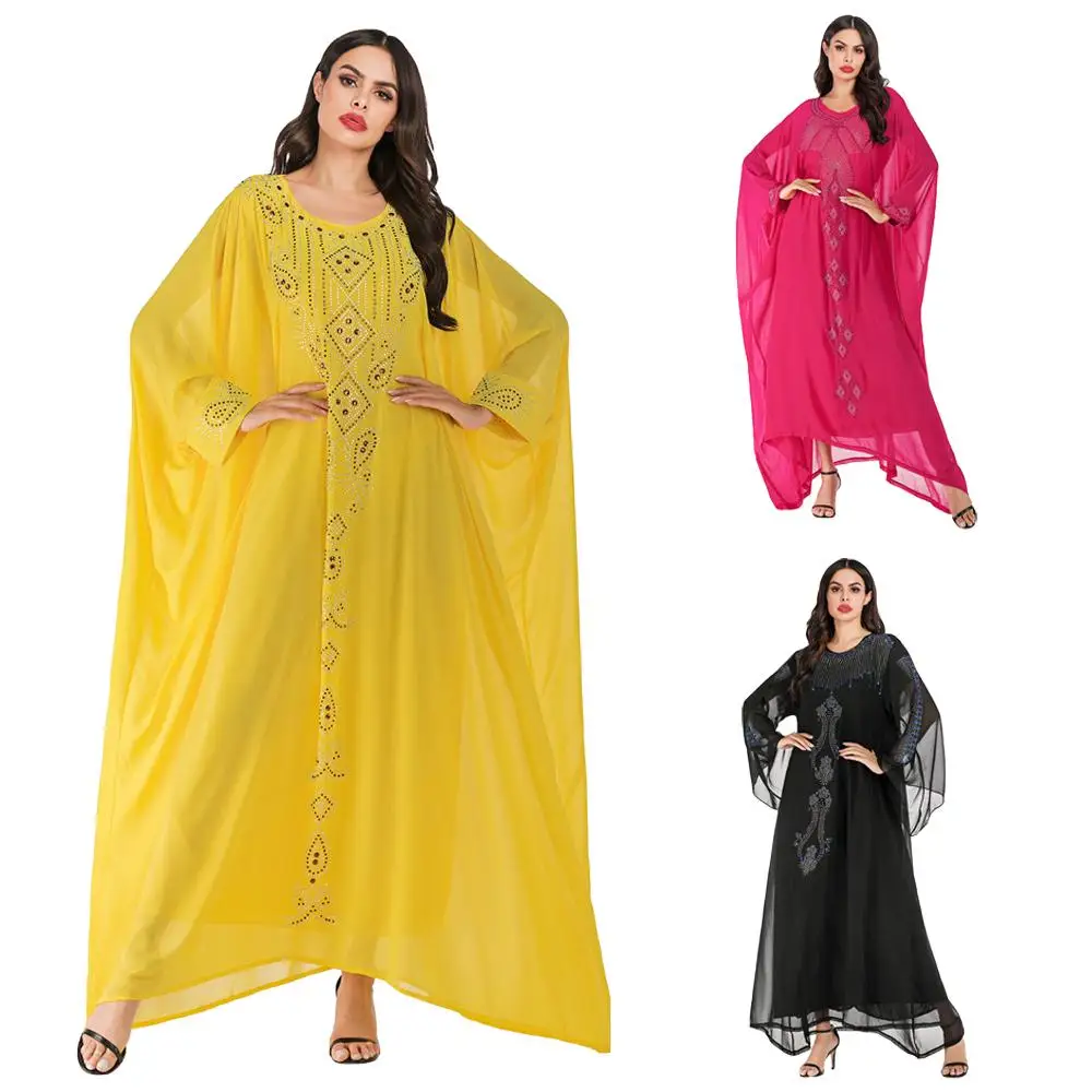 Платье-макси с рукавом летучая мышь Farasha Abaya Jilbab длинное мусульманское платье