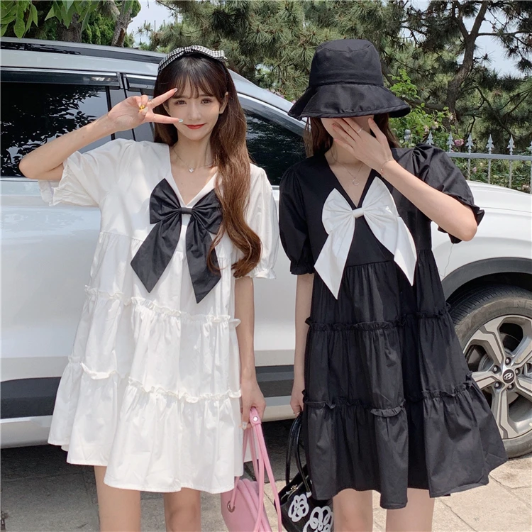 

Women's Dress Chiffon Solid Draw Back High Waist Summer Dresses Fashion Casual Korean Office Lady A-LINE Knee-Length Houthion