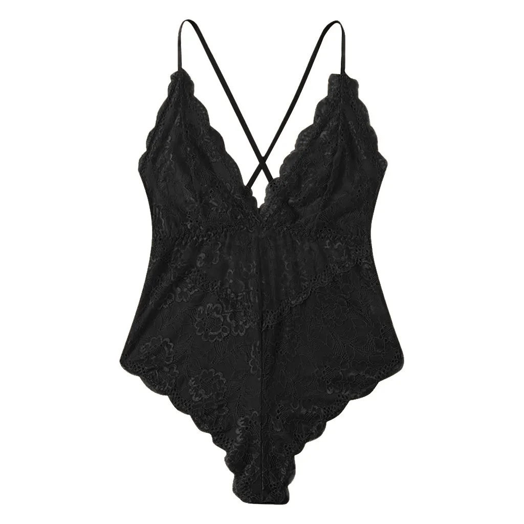 Женский кружевной комбинезон сексуальный черный с пуш-ап косточками Рабочий
