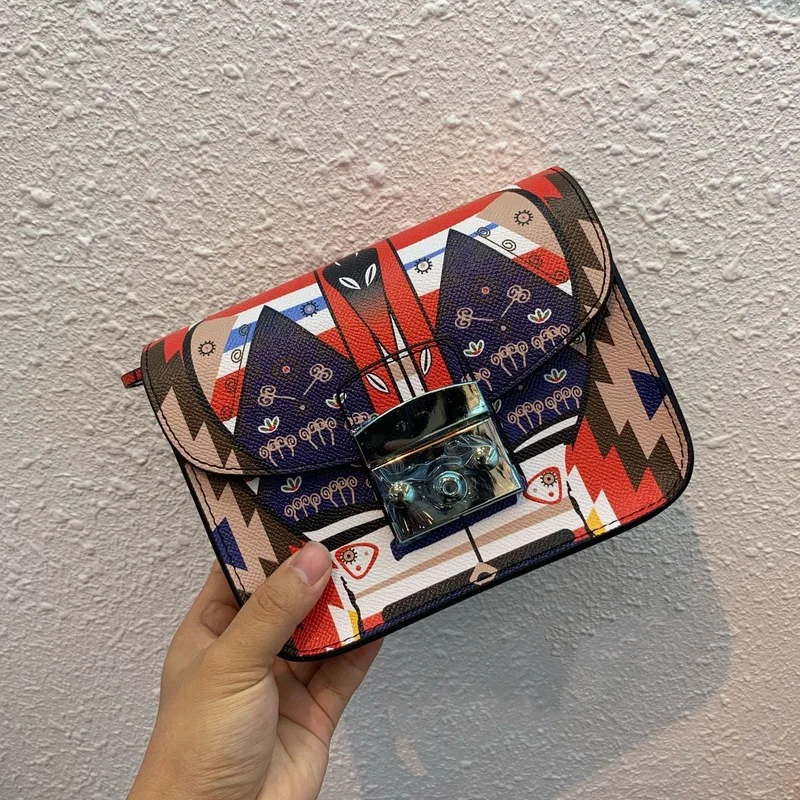 

Luxury Handbags Women Bags Designer 2021 Fashion Graffiti Printing Shoulder Crossbody Bag Classic Chain Purses Sac A Main Femme