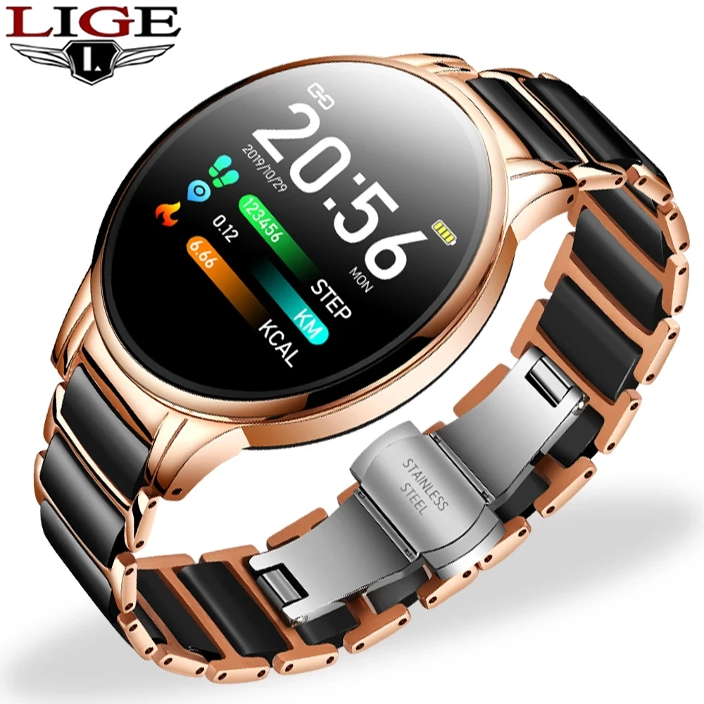 

LIGE Fashion Women Smart Watch Fitness Tracker Heart Rate Blood Pressure Sleep Monitoring Multifunctional Waterproof Smartwatch