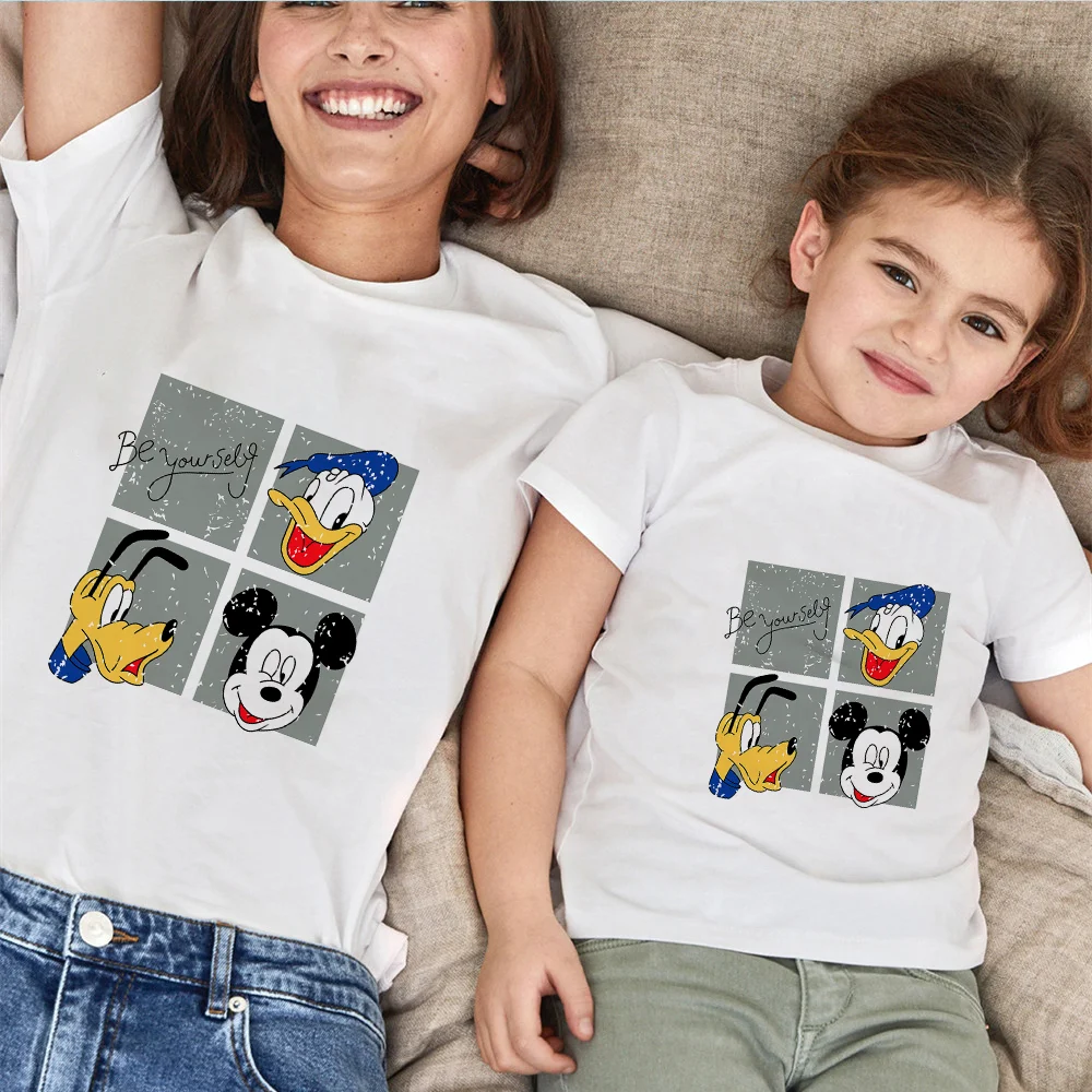 Where's Goofy Summer Family Tshirt Short Sleeve Casual White O-neck Tshirts Baby Kids Mommy And Me Matching Outfits | Мать и ребенок