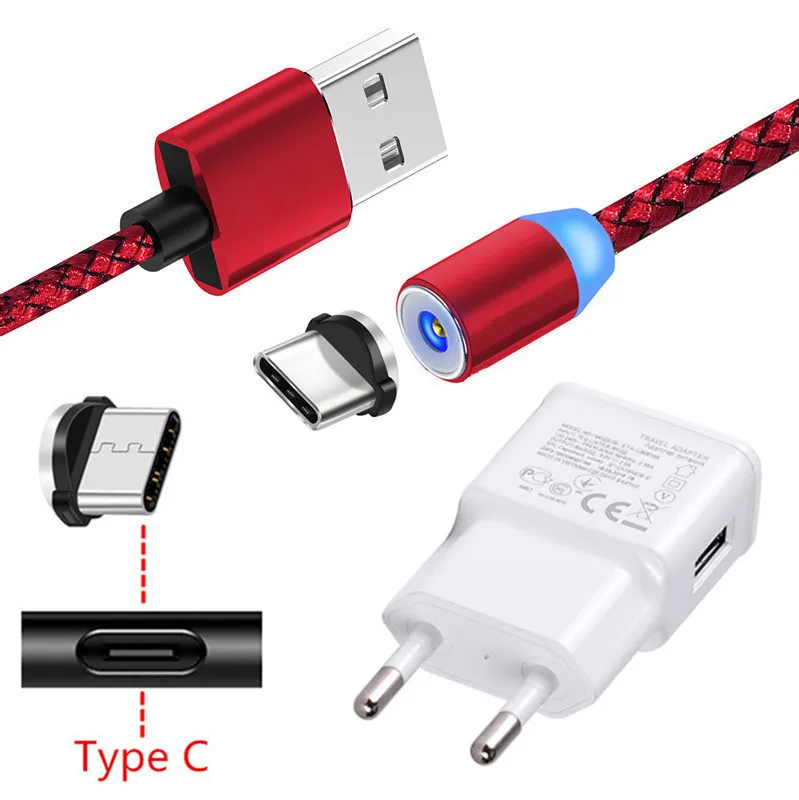 Магнитный зарядный кабель 5 В 2 А типа C для Samsung S8 A20e Huawei P20 lite Google Pixel 4 3a XL Sony Xperia L3 XZ3