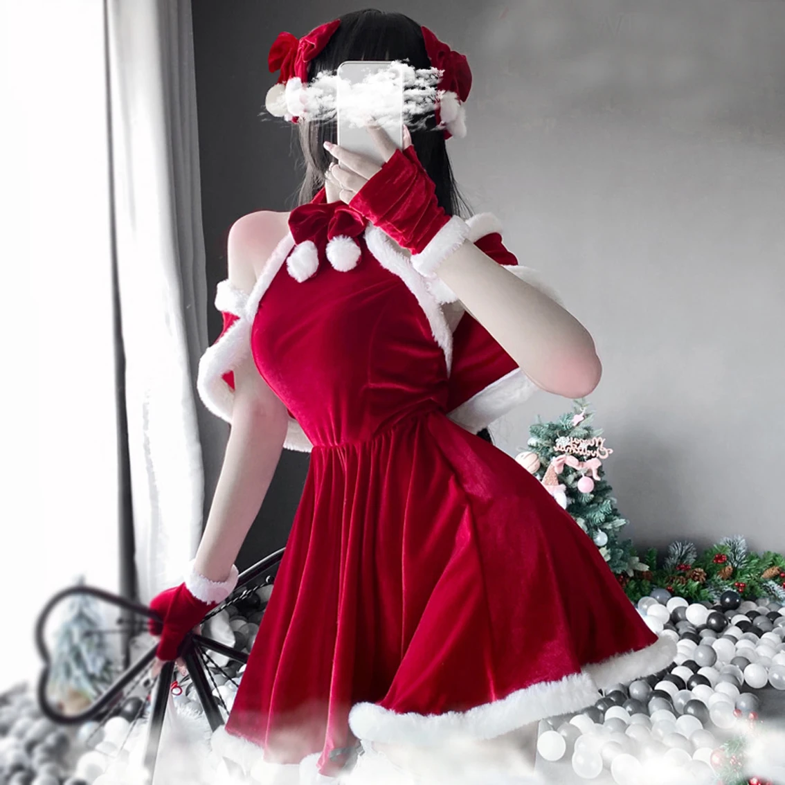 2021 Women Christmas Xmas Sexy Lady Santa Claus Cosplay Costume Exotic Lingerie Winter Red Dress Maid Uniform | Тематическая одежда