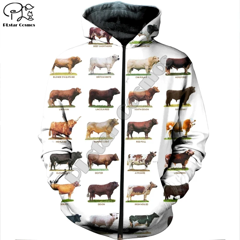 

PLstar Cosmos 3DPrint New Fashion Animal Cow Cattle Harajuku Streetwear Funny Casual Man and Woman Hoodies/Sweatshirt/Jacket/-a1