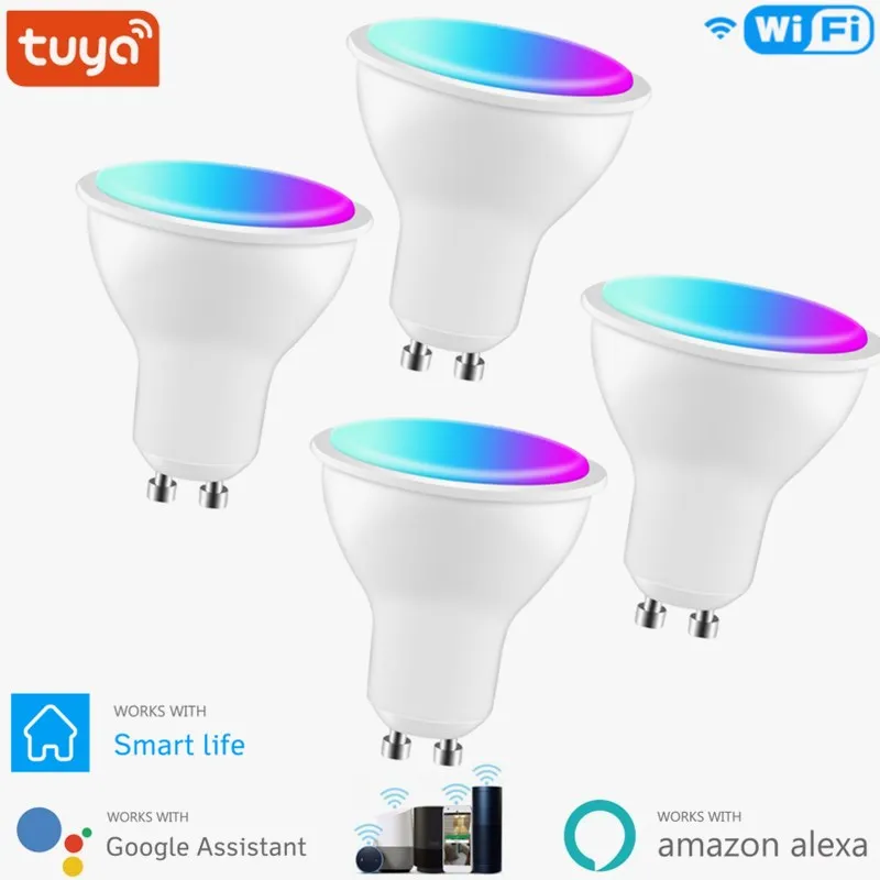 

Tuya Wifi Smart Gu10 LED Light Bulb Spotlight Smart Life APP 4W RGBCW Remote Voice Control Timing Work With Alexa Google Home