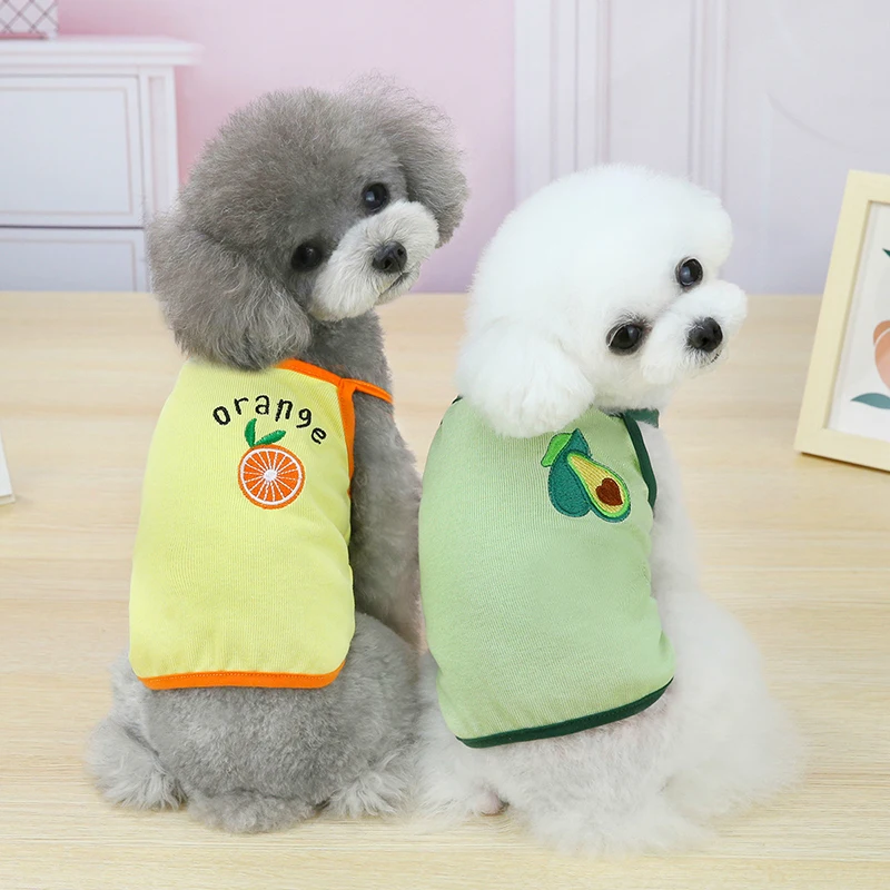 

Sling Vest Dog Vest Cartoon Summer Cute Puppy T-shirts Sleeveless Short Dog Shirt Pet Clothing Fruit Orange Chihuahua Pets Tops