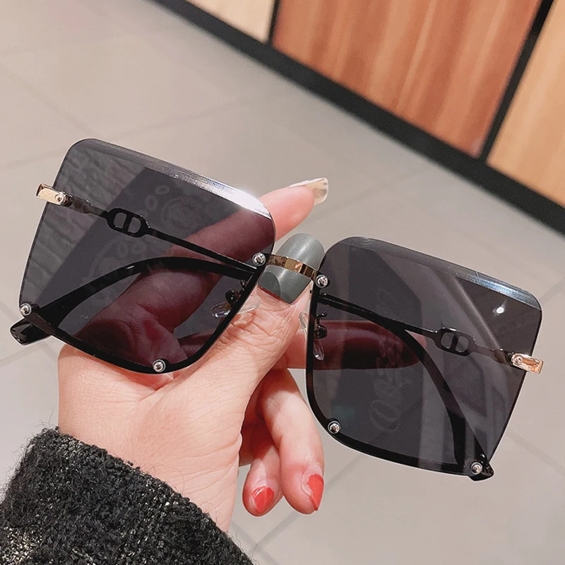 Очки солнцезащитные женские квадратные без оправы Модные Винтажные градиентные