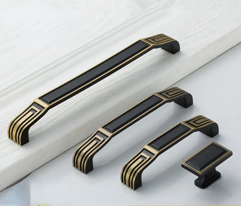

New Chinese Antique Copper Handle Wardrobe Cabinet Drawer Handle European Modern Simple Cabinet Door Small Handle Black Bronze