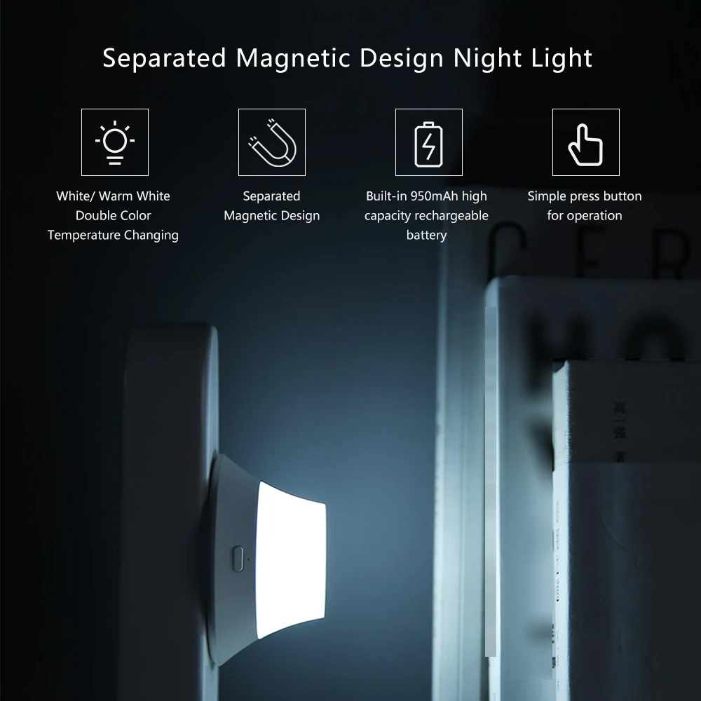Yeelight беспроводное быстрое зарядное устройство usb зарядный порт дизайн светодиодный ночной Светильник рядом с лампой для мобильного телефона Xiaomi гостиная