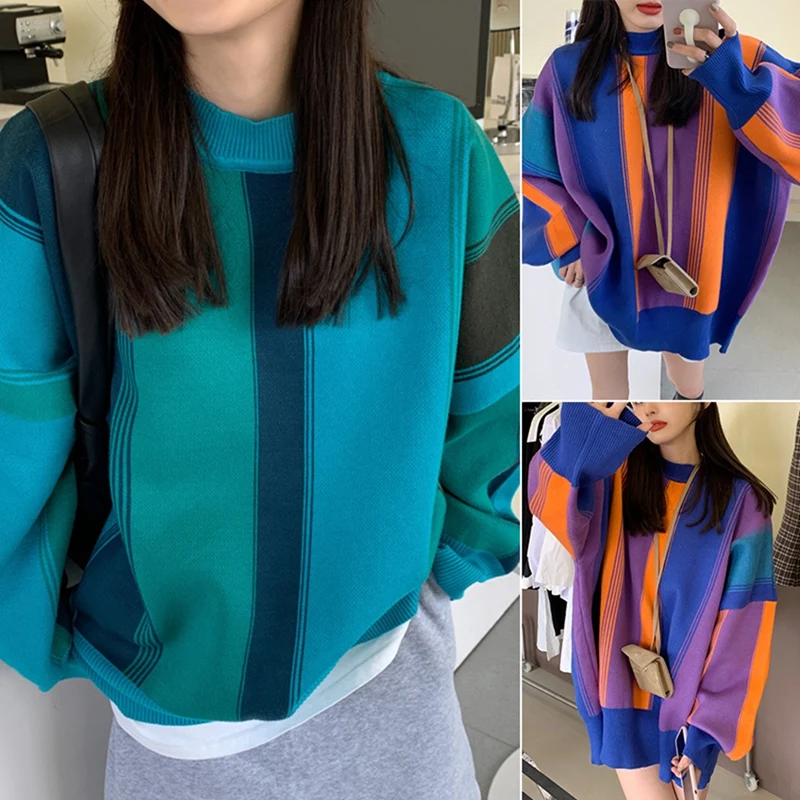 

Women's Versatile Design Sense Color Block Pullover One Size