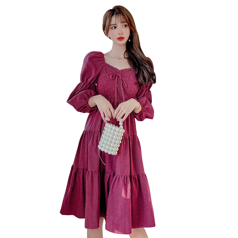 

Will spring a new French V collar bow web celebrity long dress in the grid