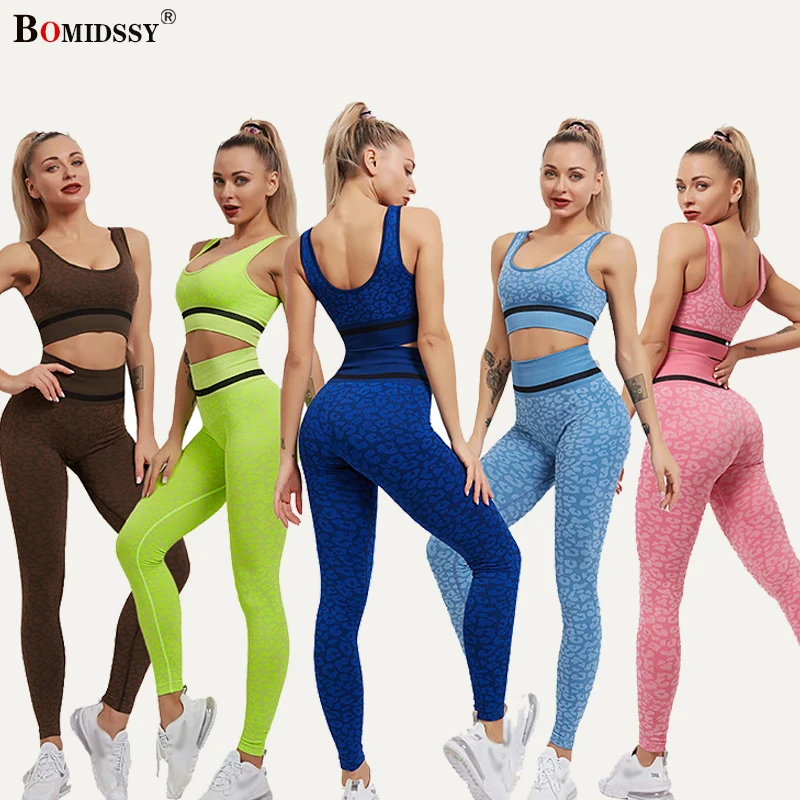 

Women's Leopard Print Yoga Suit Sports Beauty Back Bra High Waist Hips Running Pants Workout Clothes