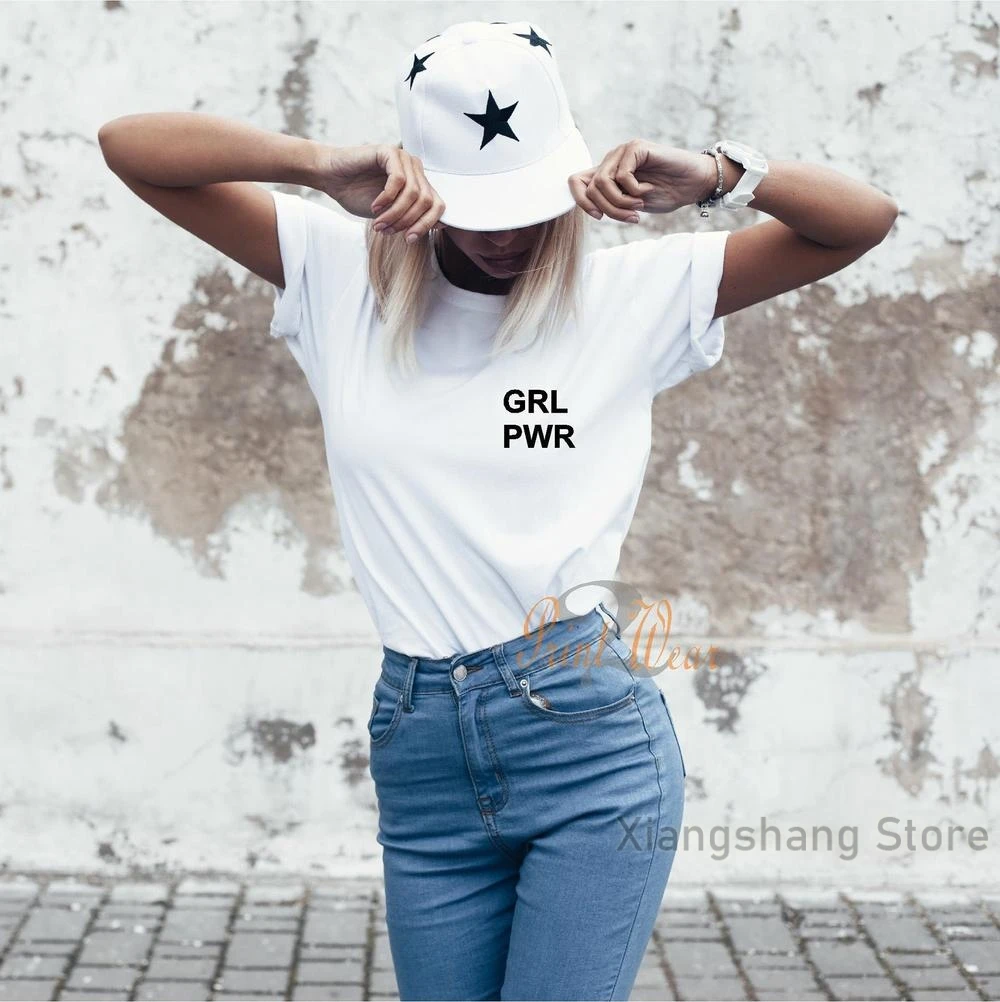 GRL PWR женская футболка милая Повседневная для девушек яркая Яркая подростков |