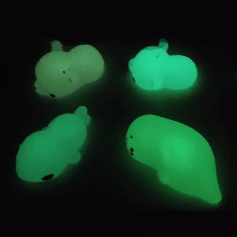

5pcs Mini Cute Animals Anti Stress Luminous Squeeze Toy Rising Soft Sticky Stress Relief Funny Gift Glow in the Dark Toy