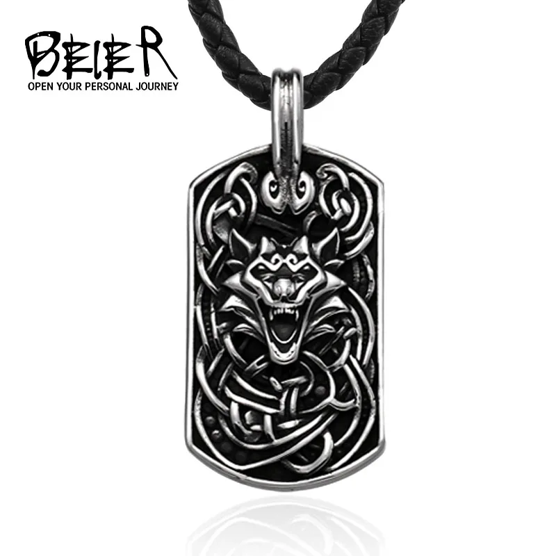 Мужской кулон голова Волка от Beier из нержавеющей стали 316L в скандинавском стиле с