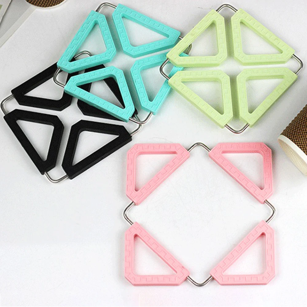 Stainless Steel Kitchen Pot Mat Silicone Folding Anti-scalding Coaster High Temperature Insulation Placemat Household Items | Дом и сад