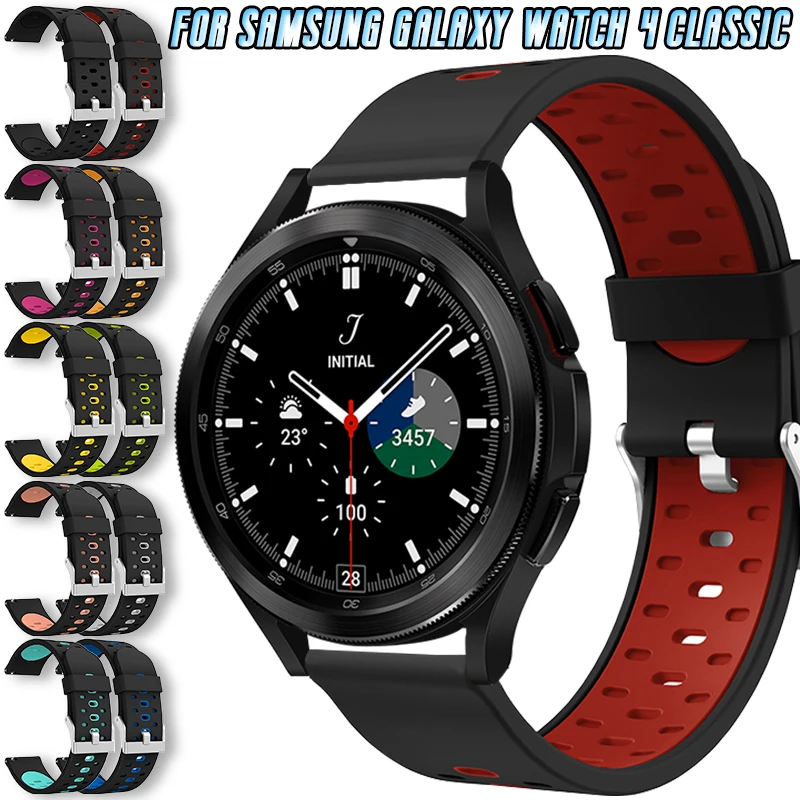 Ремешок силиконовый для Samsung Galaxy Watch 4 Classic сменный двухцветный браслет умных