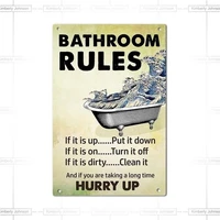 novelty pattenrustic bathroom rules metal sign decorative plaque 12 x 8 inch