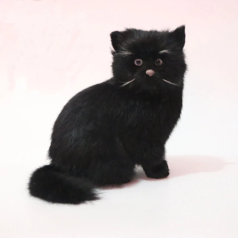 black Мягкие и плюшевые животные кошки кукла детский подарок милая животные чучела украшения для дома в виде животных детские развивающие игрушки - Цвет: black