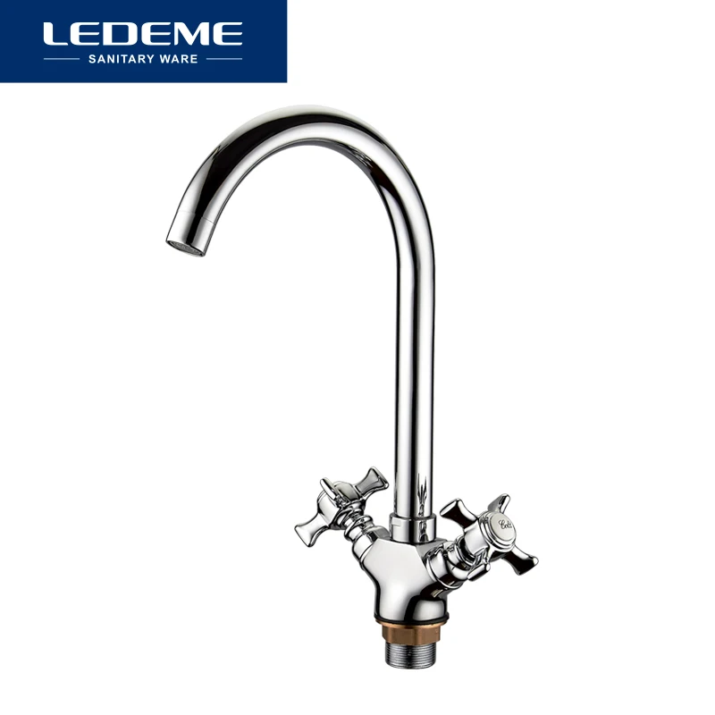 

Kitchen Faucet Chrome plated J Letter Design 360 Degree Rotation with Water Purification Features Double Handle L4311-2