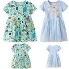 Детские платья для девочек, летнее платье для девочек, модная мягкая хлопковая детская одежда, единорог, милые Мультяшные повседневные платья для девочек