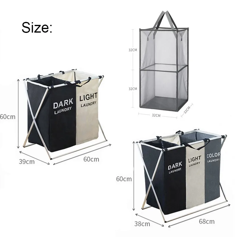 Foldable Dirty Laundry Basket Home Collapsible Printed Grid Hamper Organizer Large Sorter Three | Дом и сад