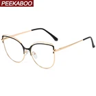 Peekaboo анти-синий светильник кошачий глаз очки женские золотые металлические женские оптические очки оправа женские прозрачные линзы подарочные аксессуары
