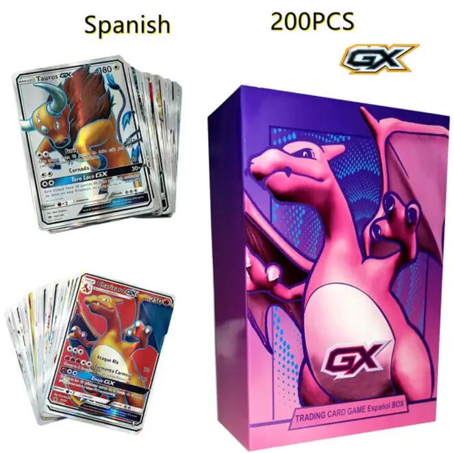 

200PCS Pokemon Cards in Spanish TAG TEAM GX Trainer Energy Shining Cards Game Castellano Español Children Toy