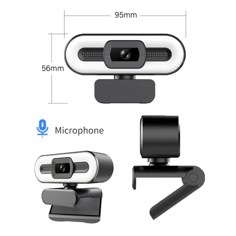 

2K Webcam 1080p ring Light Full HD Web Camera PC Mac Laptop tripod Desktop USB With Microphone WebCamera For Youtube Live Video