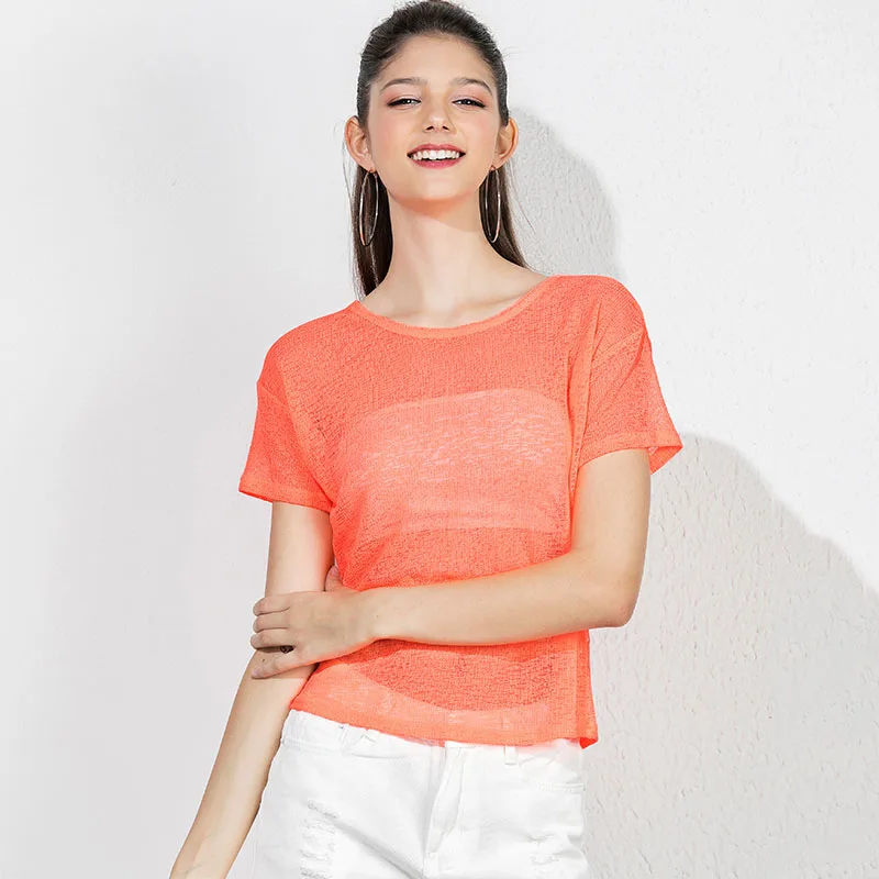 Heliar Прозрачная женская Повседневная сетчатая ажурная блузка блестящая