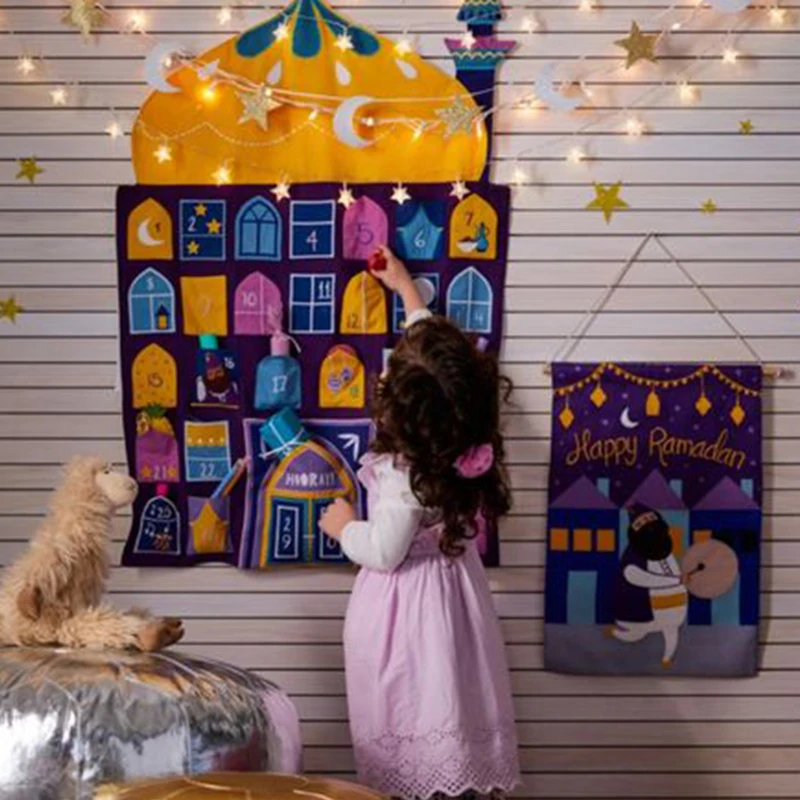 Новый ИД Мубарак 30 дней календарь для Адвента подвесной фетровый с обратным