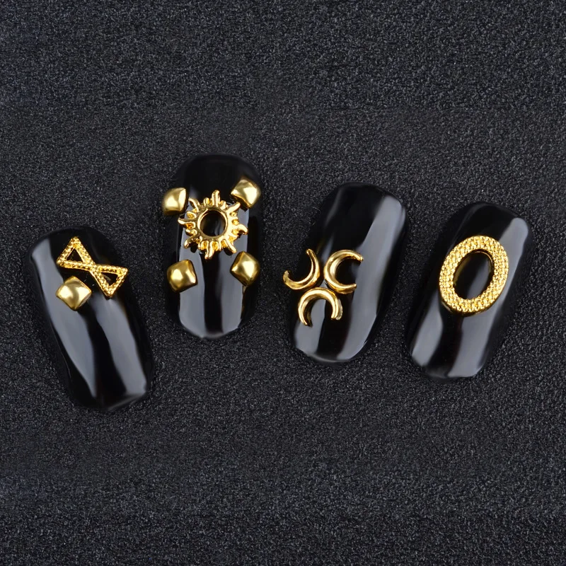 Metal Sun Moon and Stars Ornament Nail Studs 3D Nail Art Decoration Circle Manicure Nail Art for DIY#S-J112