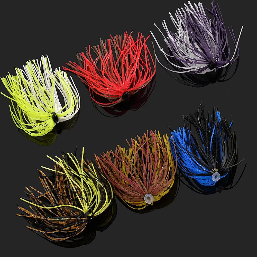 

18Pcs Silicone Jig Skirts DIY Rubber Fishing Lead Jig Lures 50 Strands Spinnerbaits Buzzbaits Spoon Fishing Bait Accessories