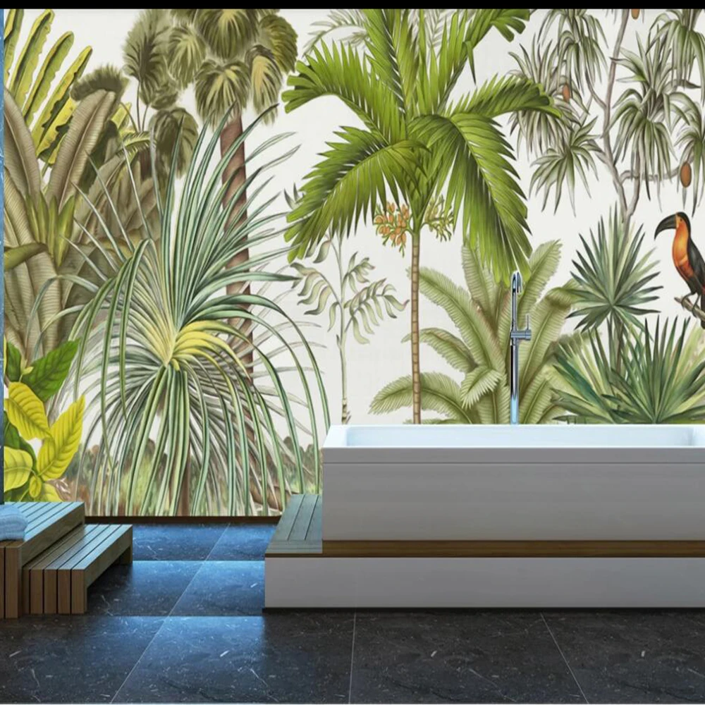 

Milofi custom 3D wallpaper mural European retro tropical rainforest living room background wall living room bedroom decoration p