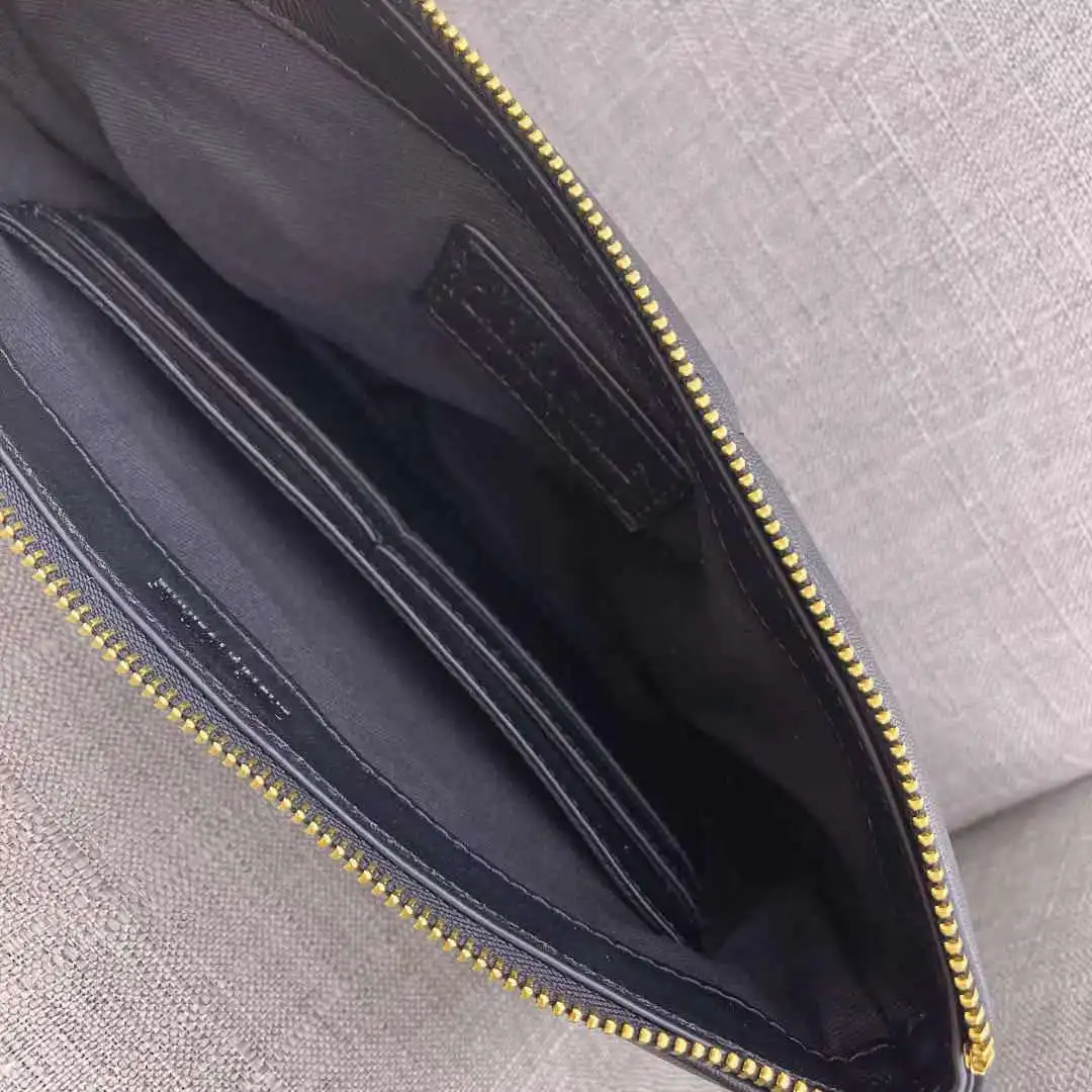 

Black Leather Clutch Women's Zipper Wings Decoration Portable Ladies Bags 2021 New Fashion