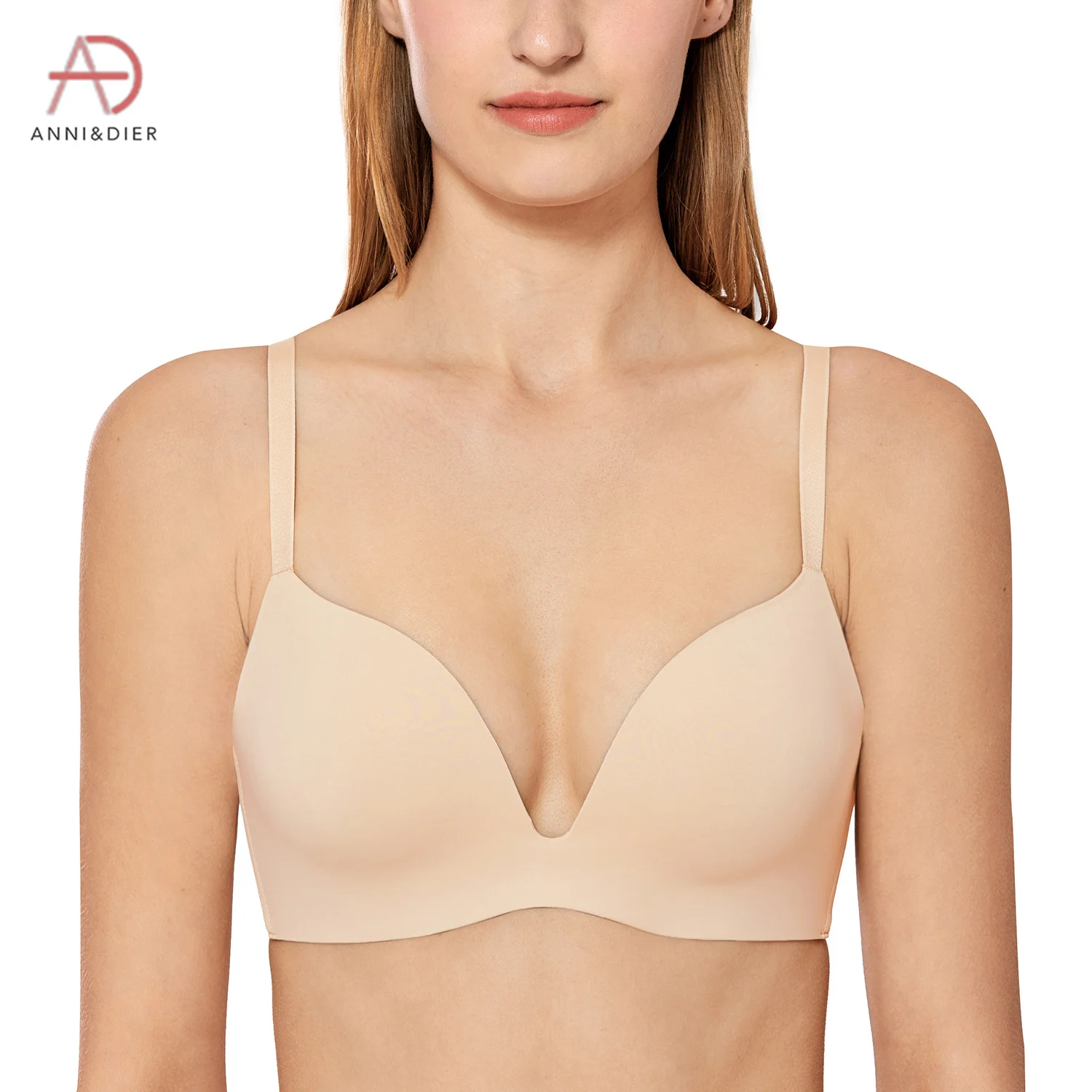 

Women's Comfort Push Up Plunge Bra Seamless Padded Wireless T-Shirt Bras