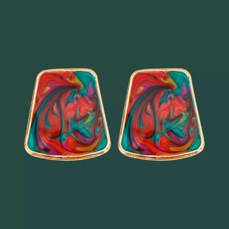 Женские винтажные серьги-гвоздики эмалированные серьги в форме дворца сердца