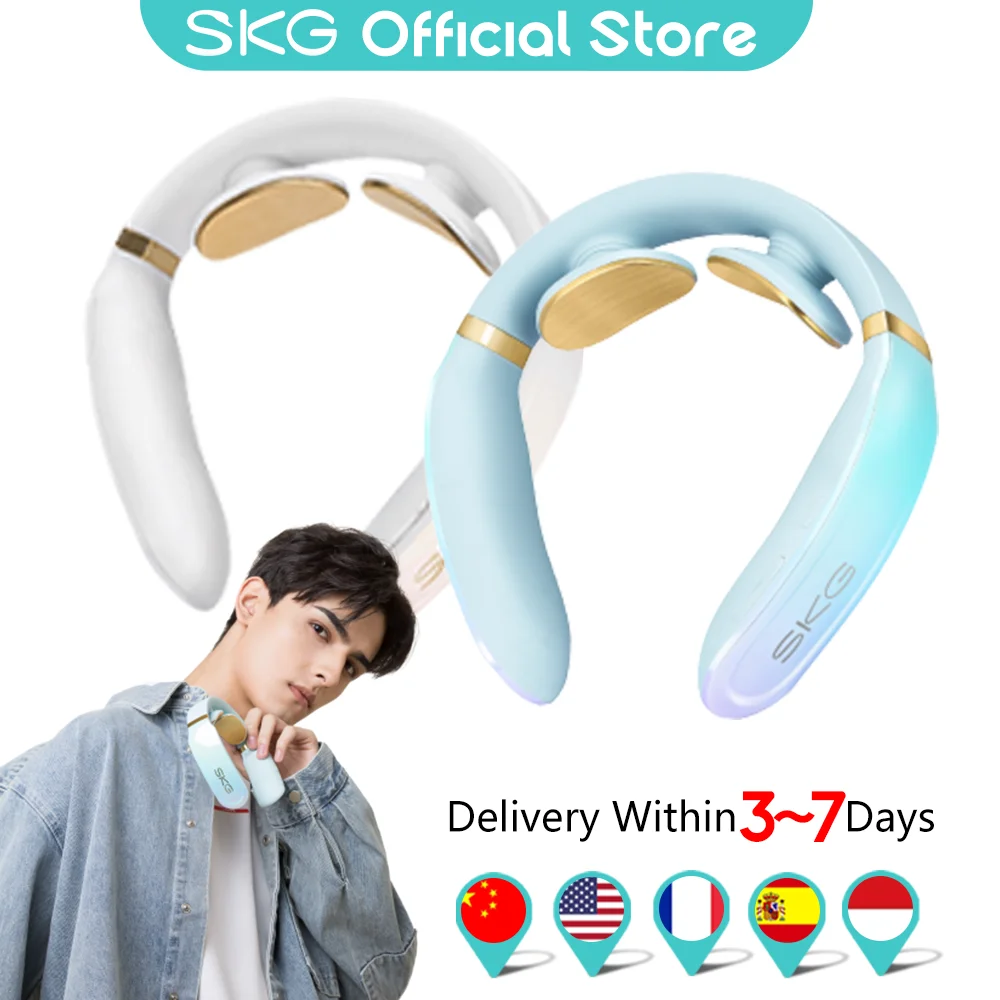 SKG Smart Neck Massager K6 Electric Pulse Pain Relief Cervical Massaging Voice Prompt 4 Modes 15 Intensity Heat Neck Massaging