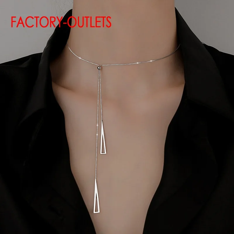 

Trendy Geometric Elements Free Size Adjustable Pendant Necklace For Women 100% 925 Sterling Silver Fashion Necklace Fine Jewelry