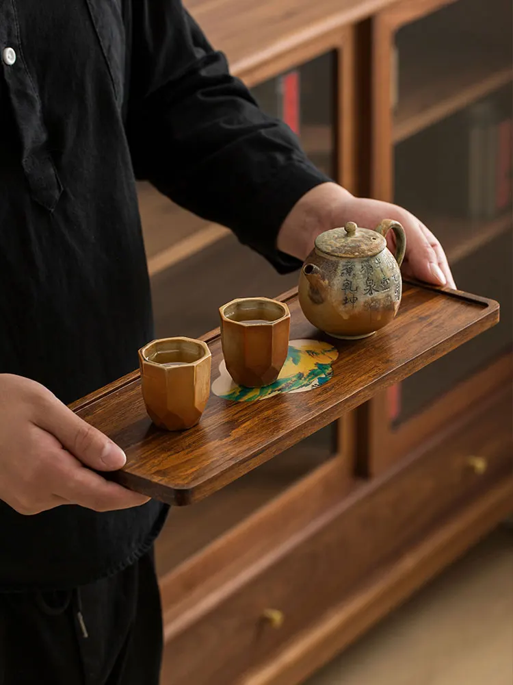 

Bamboo Tea Tray Water Storage Handmade Vintage Kung Fu Tea Set Dry Bubble Tea Tray Serving Plateau Bois Kitchen Teaware