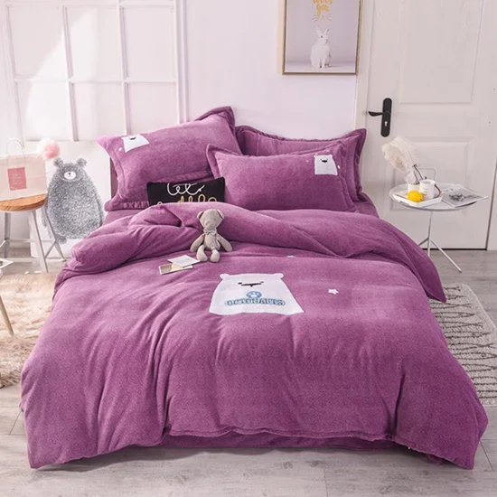 Purple Blancstar Комплект постельного белья s молочный бархат 3D вышивка постельное белье стежка постельный комплект одеяло постельный комплект s комфорт для ребенка Q017 - Цвет: Purple