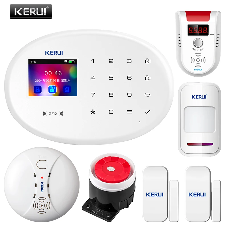 Kit3 KERUI W20 беспроводной Smart keybord RFID SIM GSM охранный датчик домашняя система охранной сигнализации IOS Android приложение управление сенсорная клавиатура - Цвет: Kit3